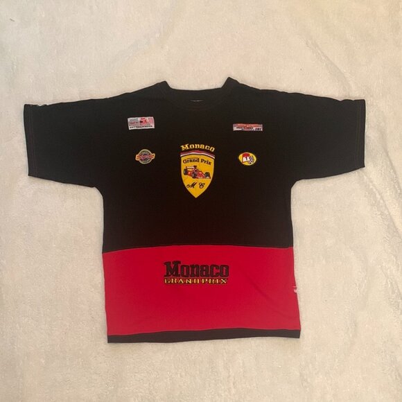 Grand Prix Monaco Black Red Men T-Shirt Patches Car Racing Championship - Picture 1 of 11